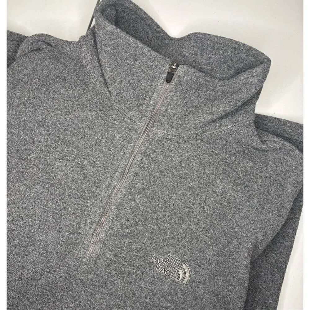 The North Face Men's Size Medium ¼ Zip Fleece lined Pullover Shirt Gray